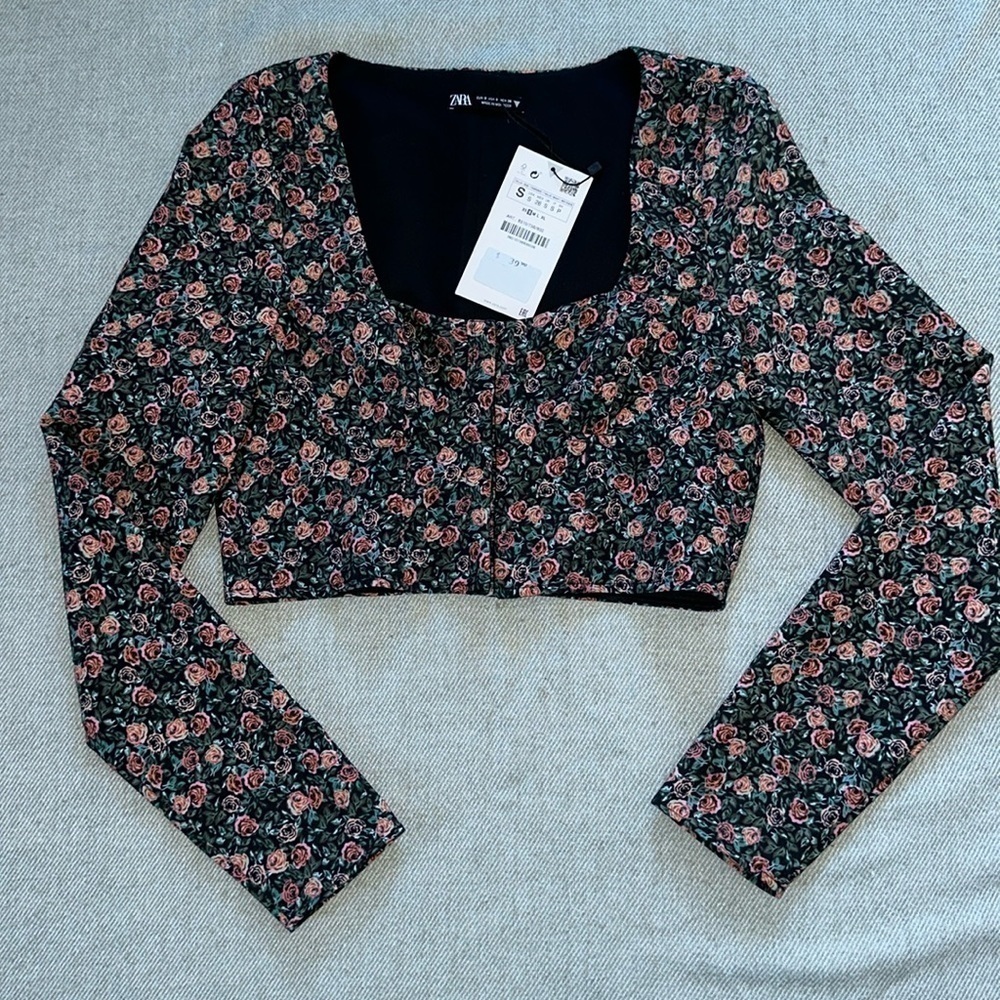 NWT ZARA  Floral print Bustier Croptop